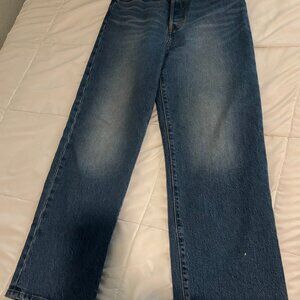 Levi's Ribcage Straight Ankle Jeans Womens Size 26 Blue Button Fly